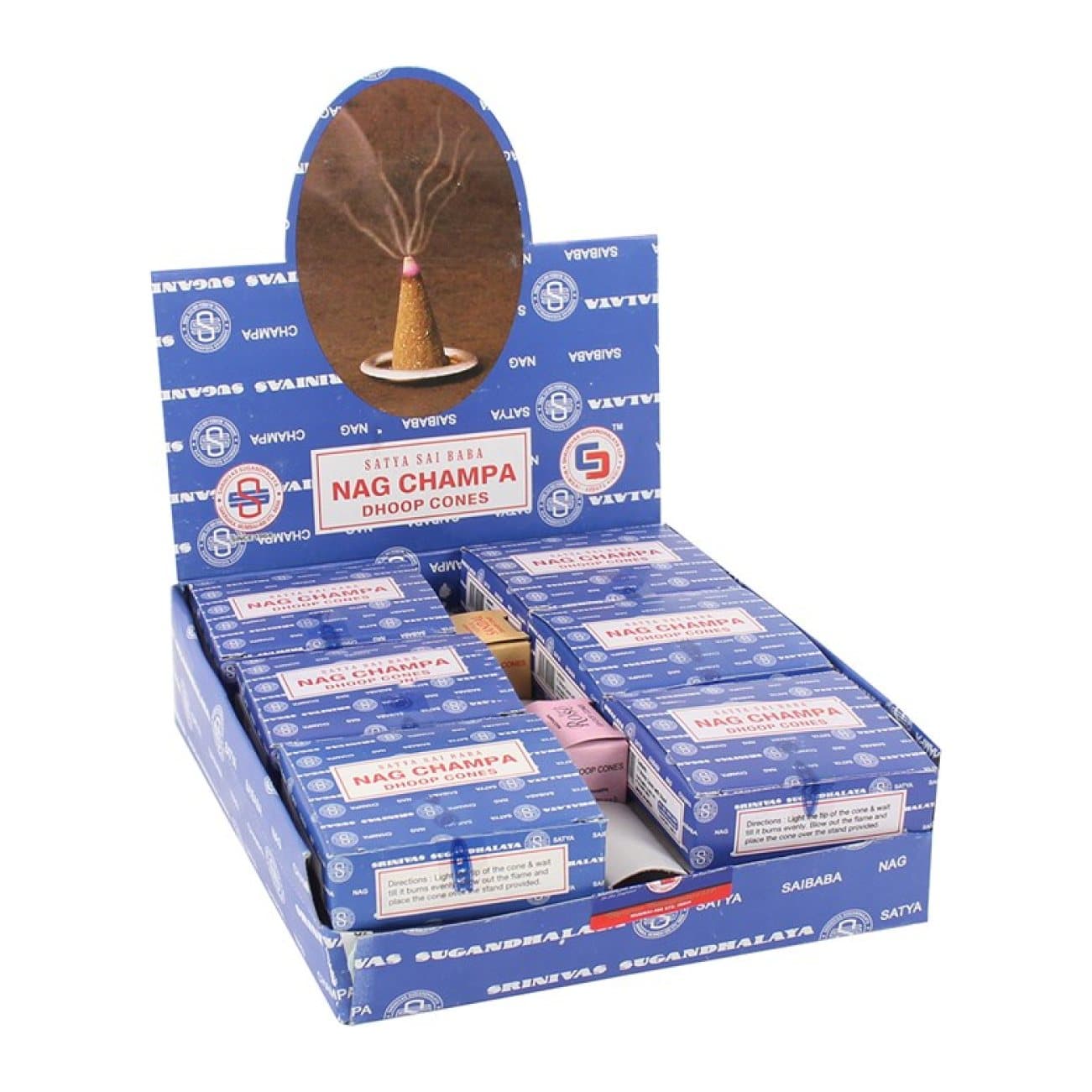 Box of 12 packs of Satya Nagchampa dhoop cones