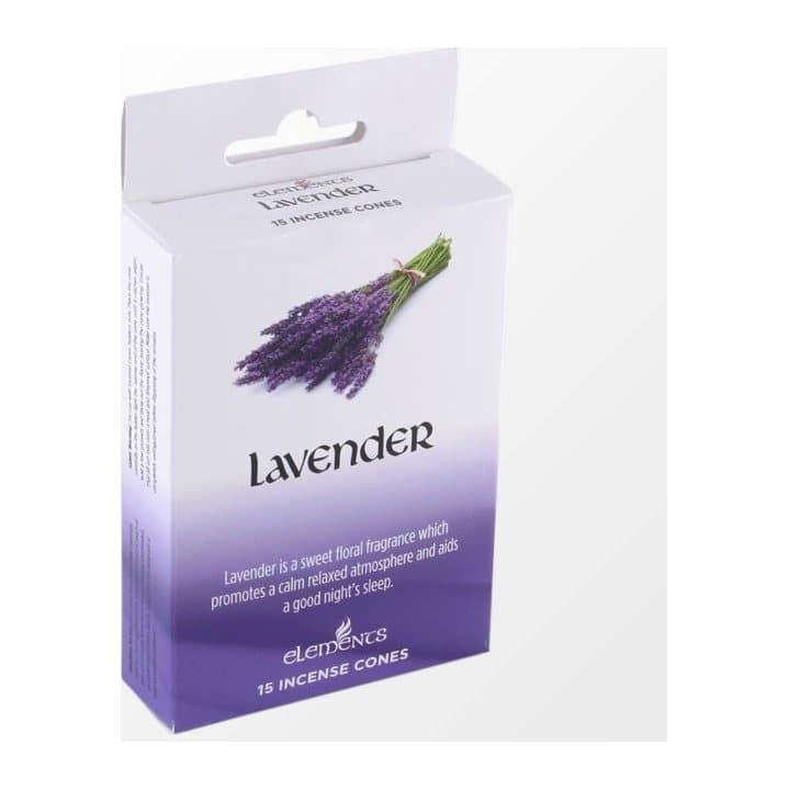 Display box of 12 packs of Elements lavender incense cones