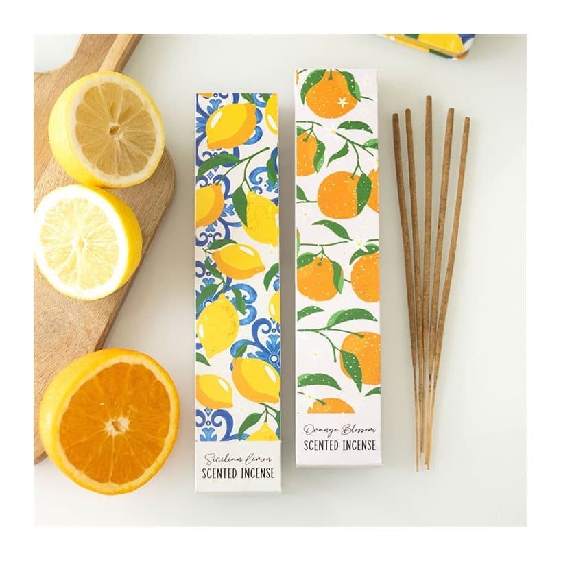 Two packs of Italian Summer incense sticks in colour cardboard packaging