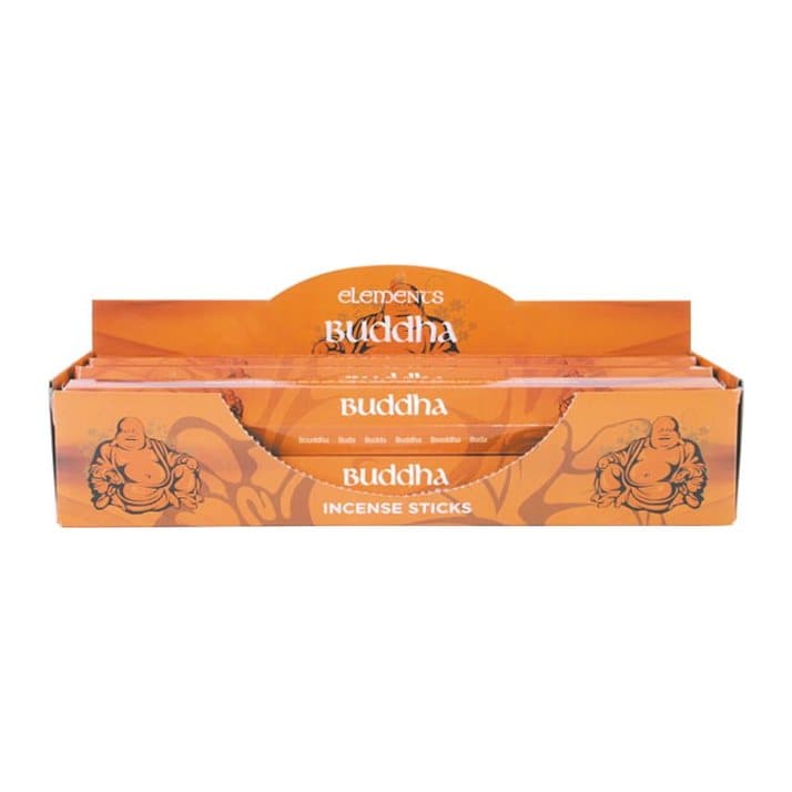 Picture box of six packs of Elements Buddha incense sticks