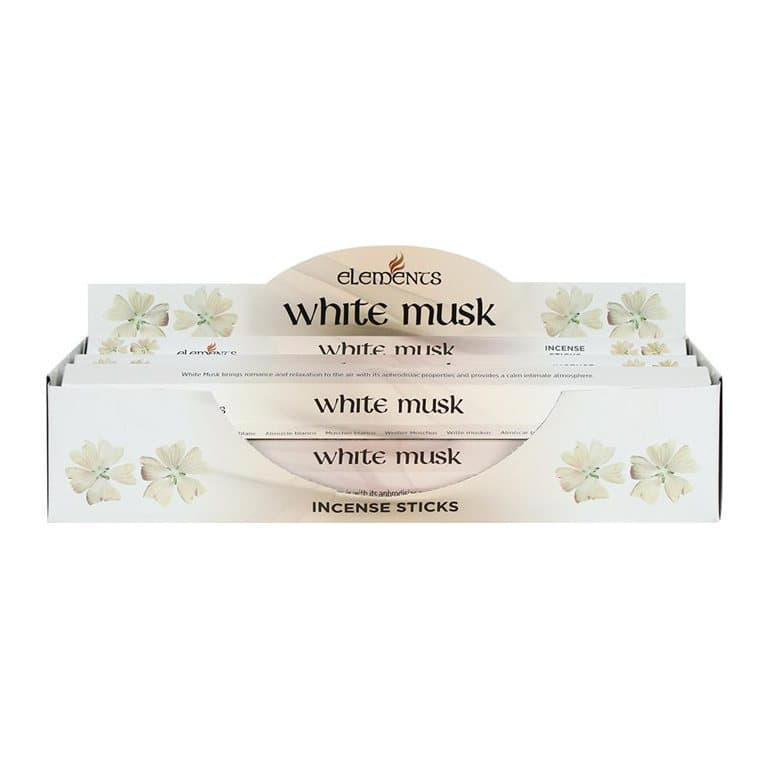 Box of six packs of Elements white musk incense sticks
