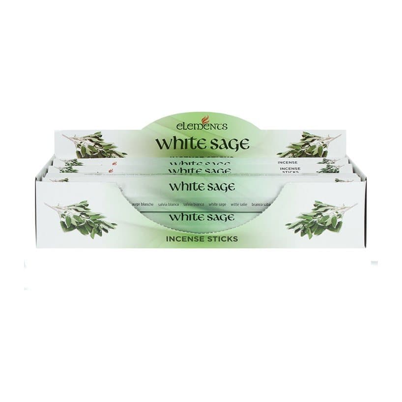 Box of six packs of Elements white sage incense sticks