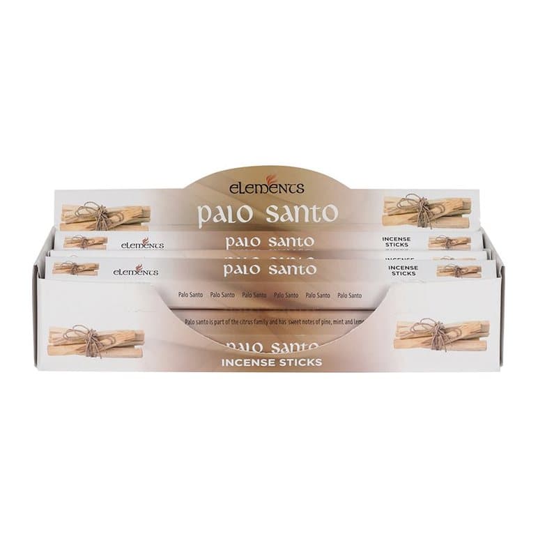 Picture box of six packs of Elements Palo Santo incense sticks