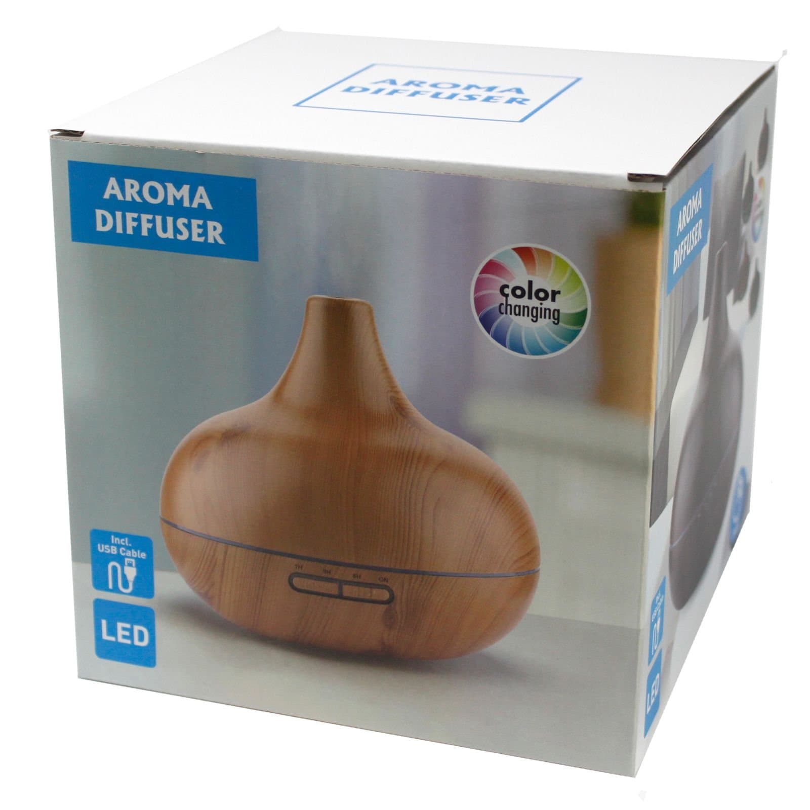Shell effect aroma diffuser with colour change LED light and USB cord