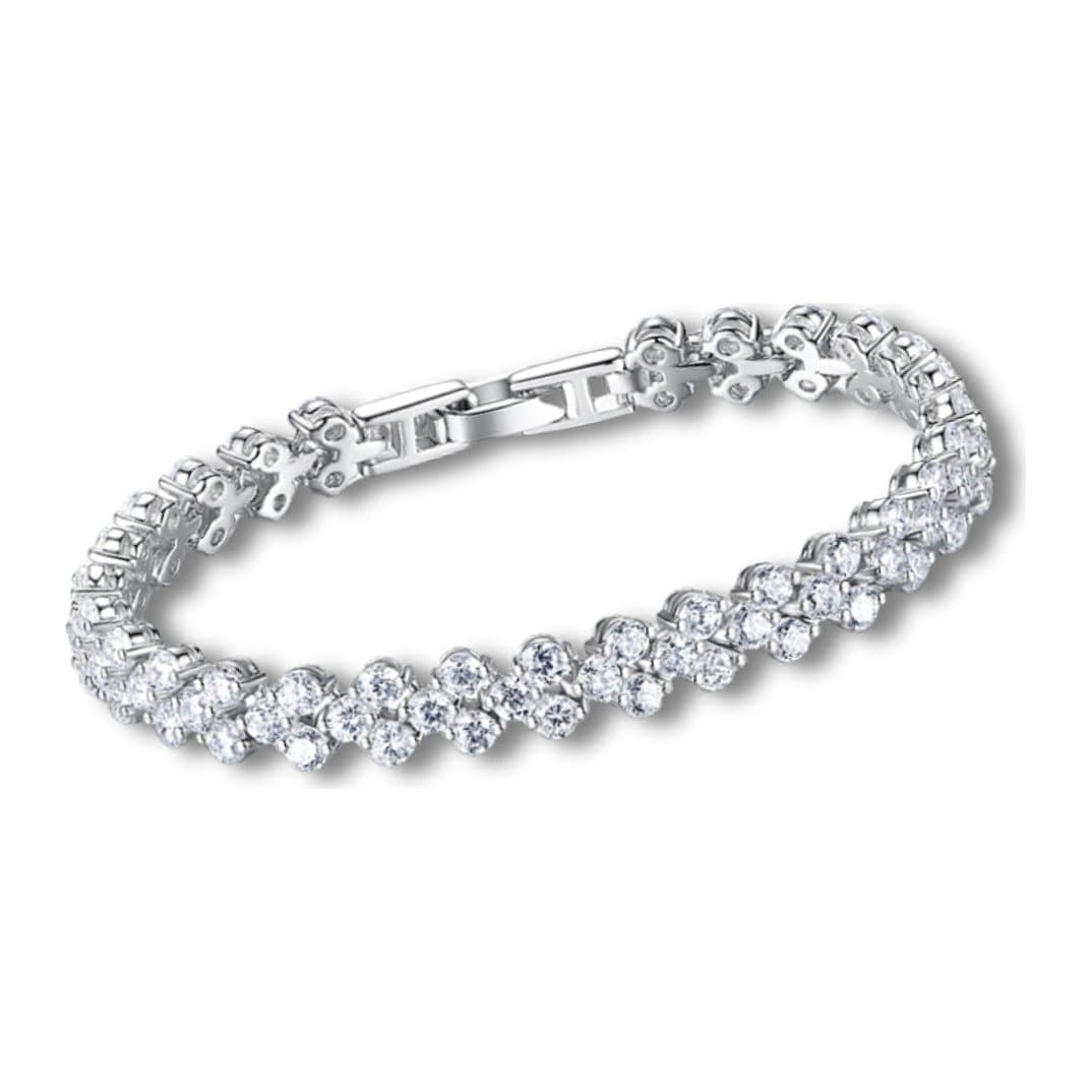 Silver diamante heart bracelet with heart-shaped clusters of diamantes
