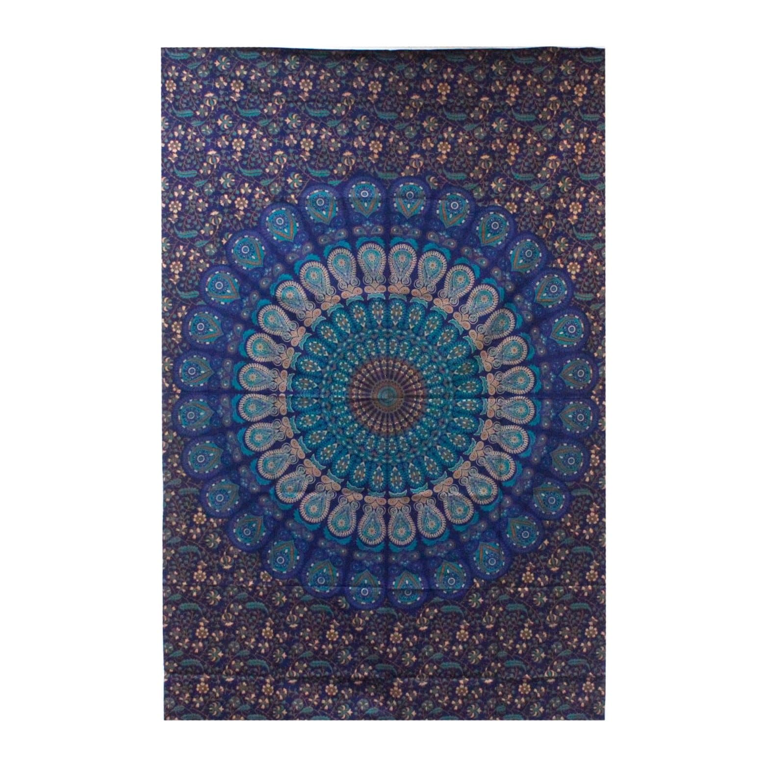 Cotton bedspread and wall hanging with a classic mandala design