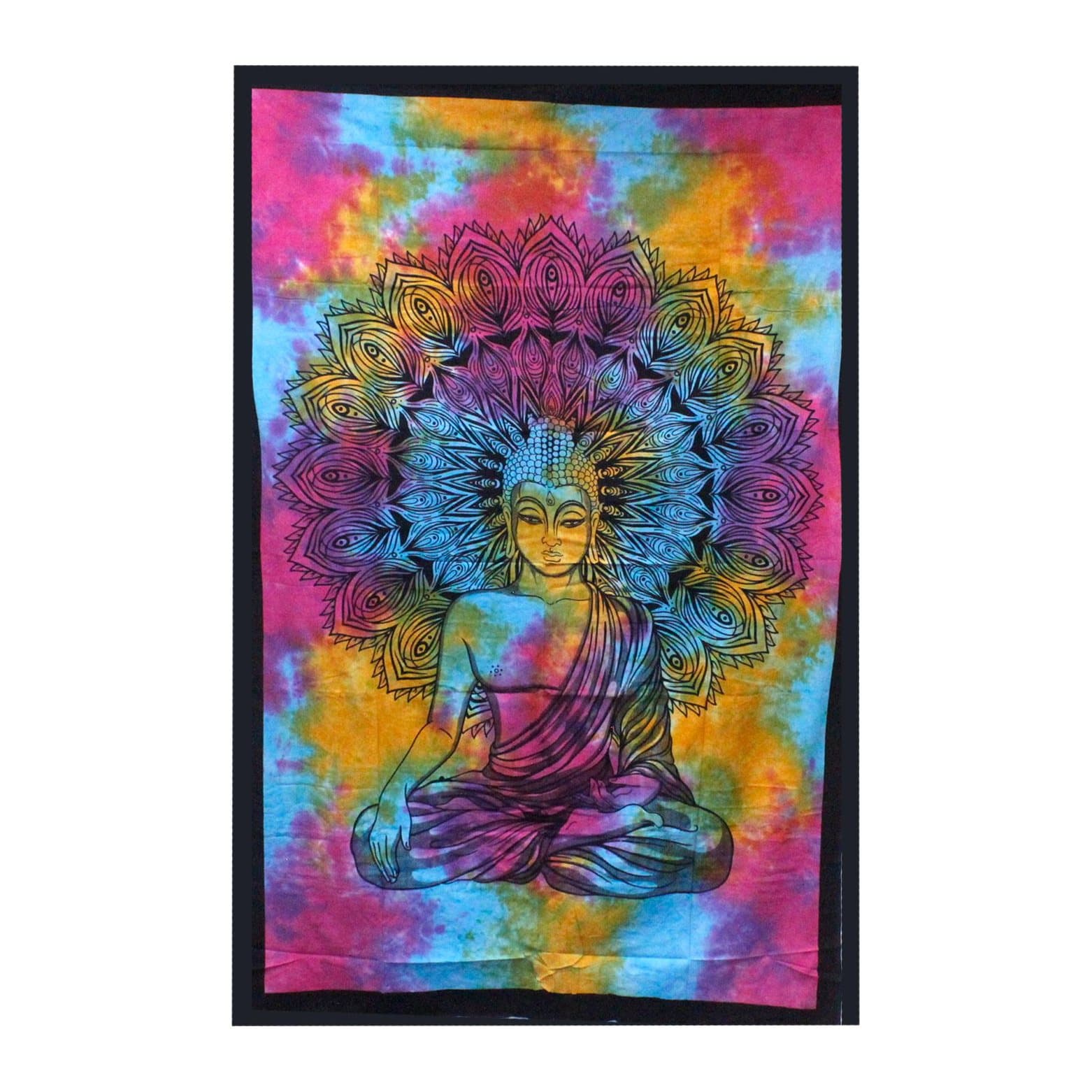 Peaceful Buddha single cotton bedspread and wall hanging