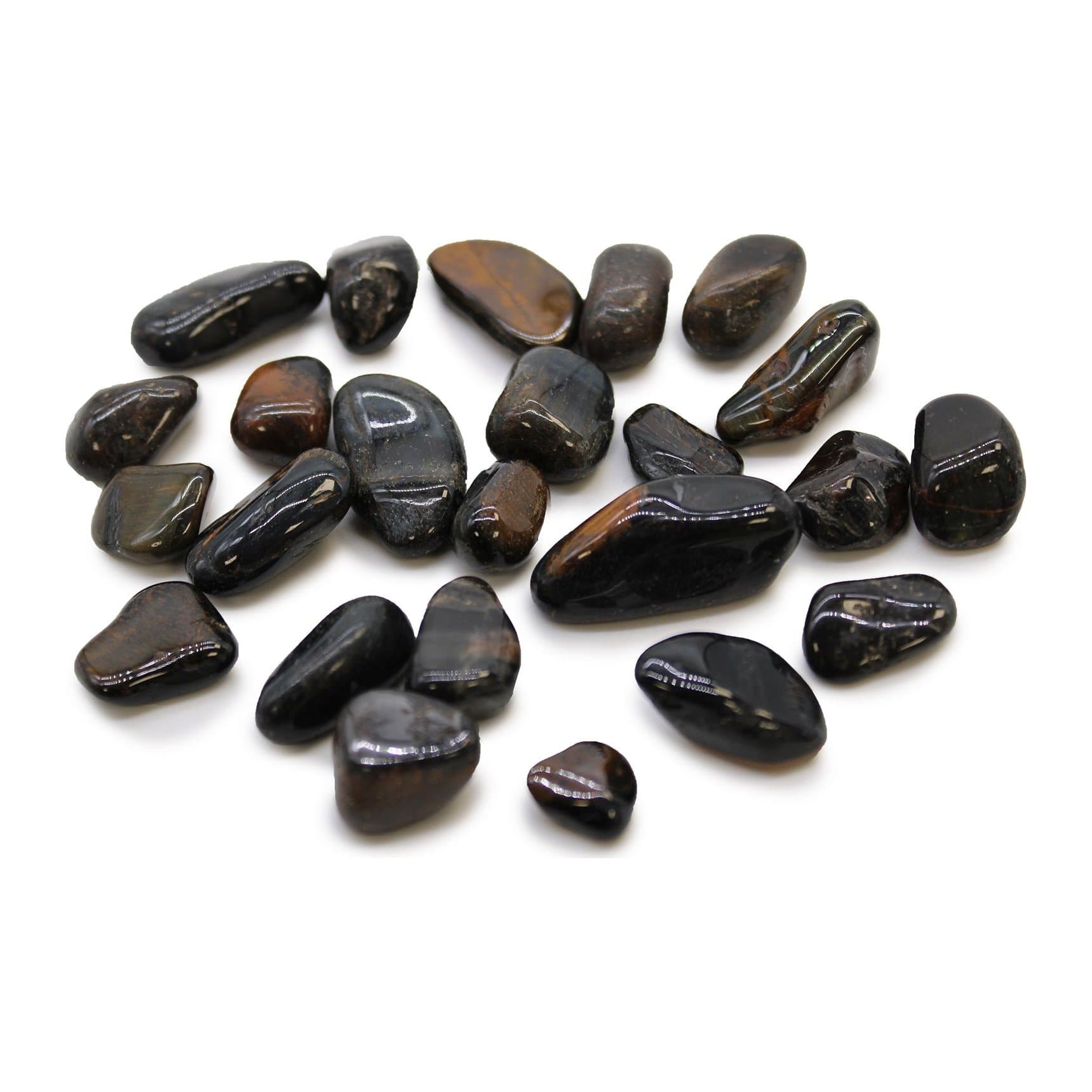 Blue and golden tiger's eye tumble stones