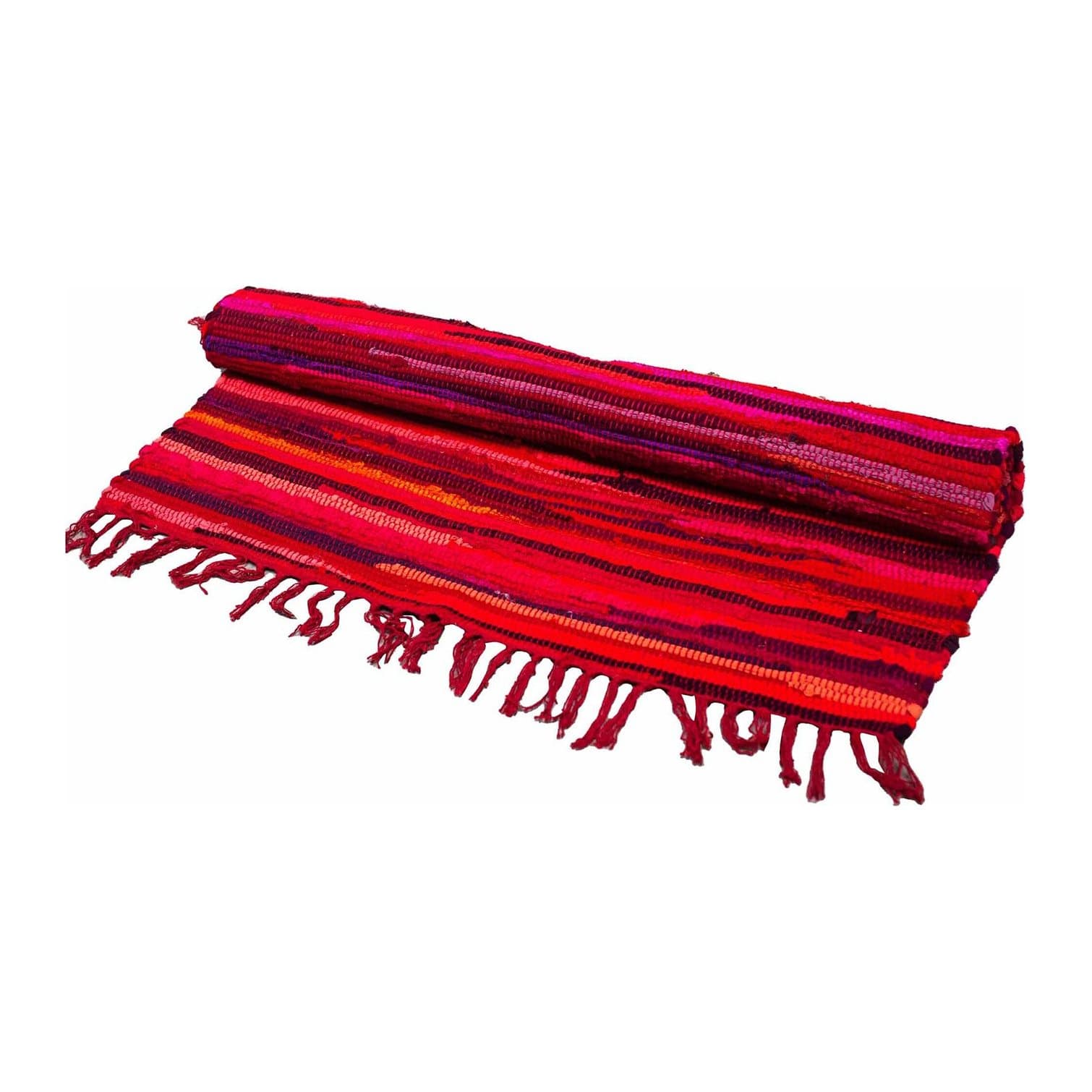 Small cotton rag rug in shocking pinks