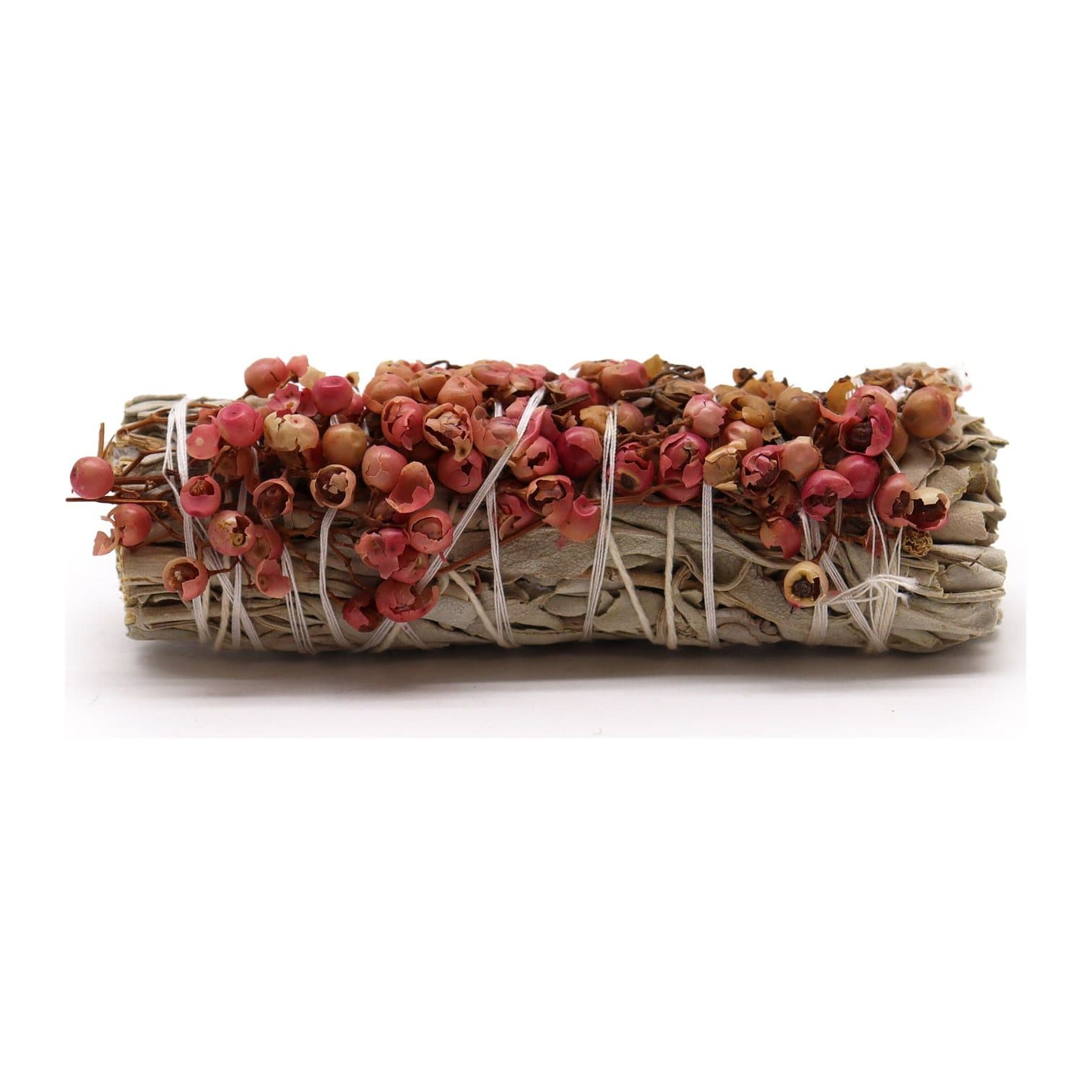 White sage and pirul seed smudge stick bundle