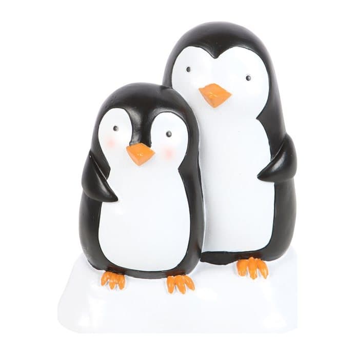 Resin ornament of a pair of chubby penguins