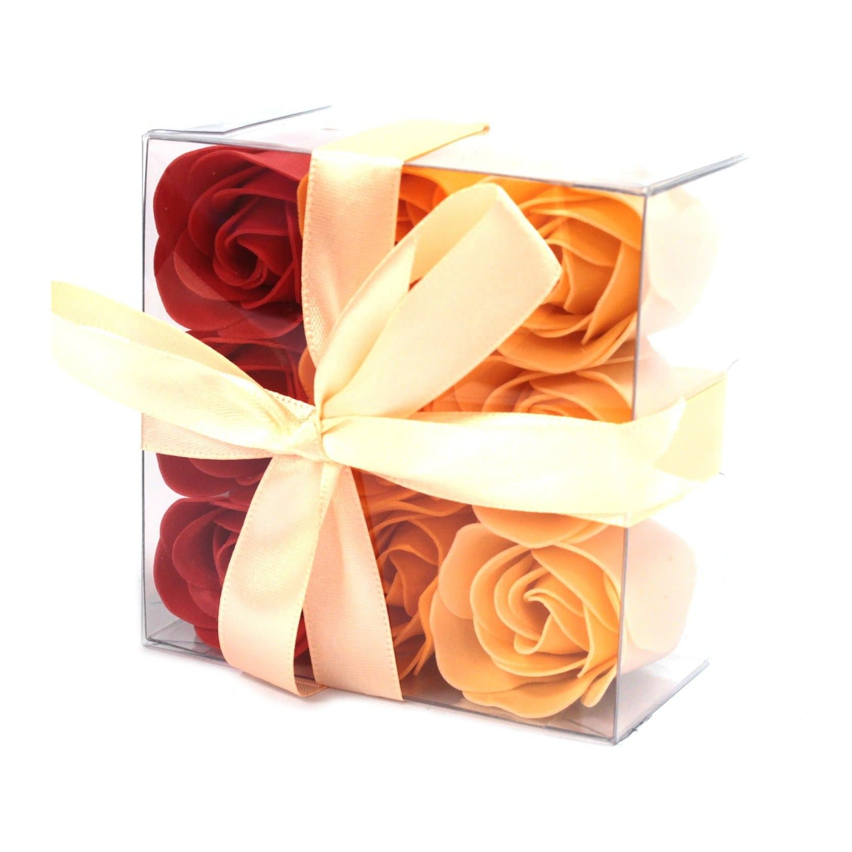 Peach rose soap flowers, 2 × 9 (18 in total)