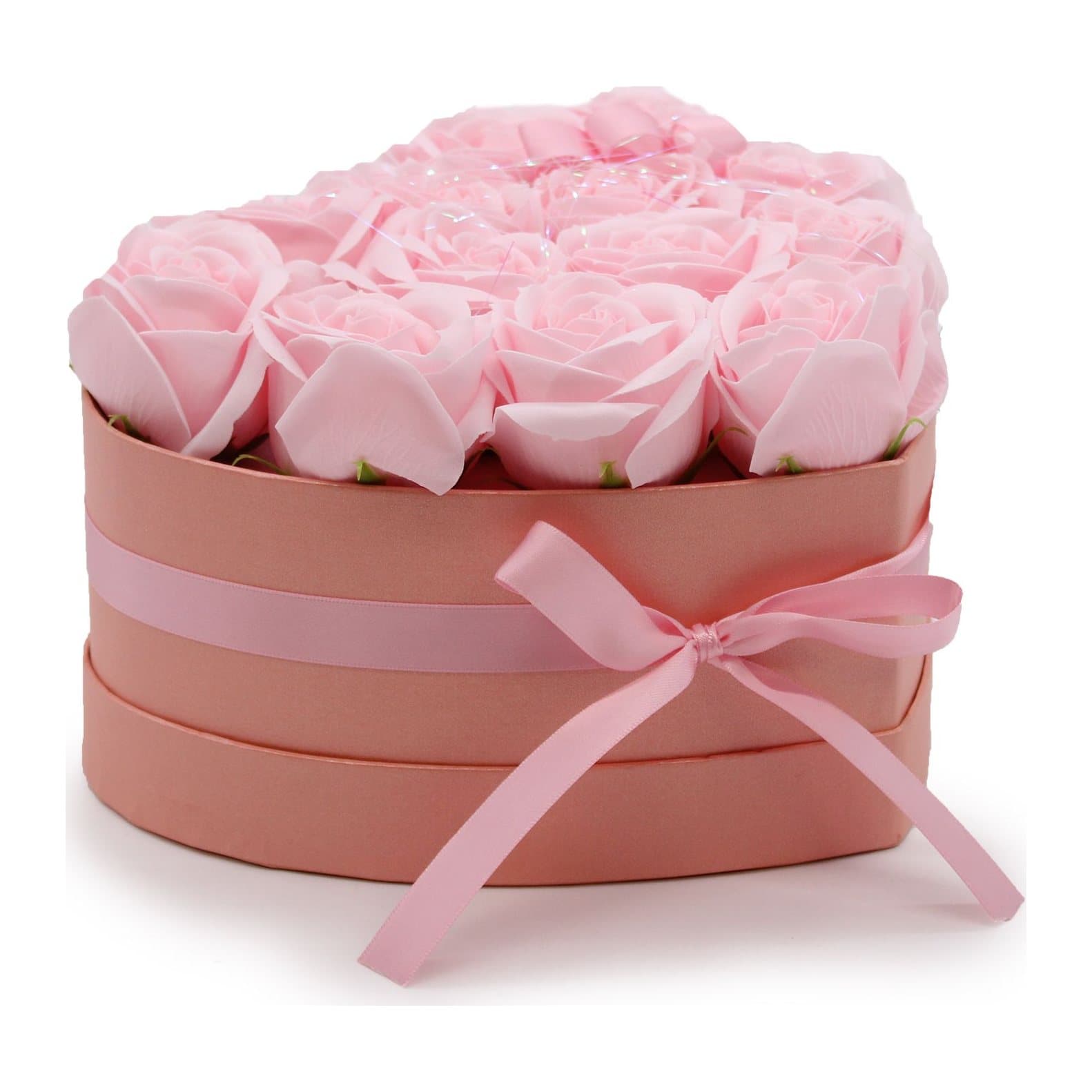 Bouquet of 13 soap roses in a gift box in pink or cream