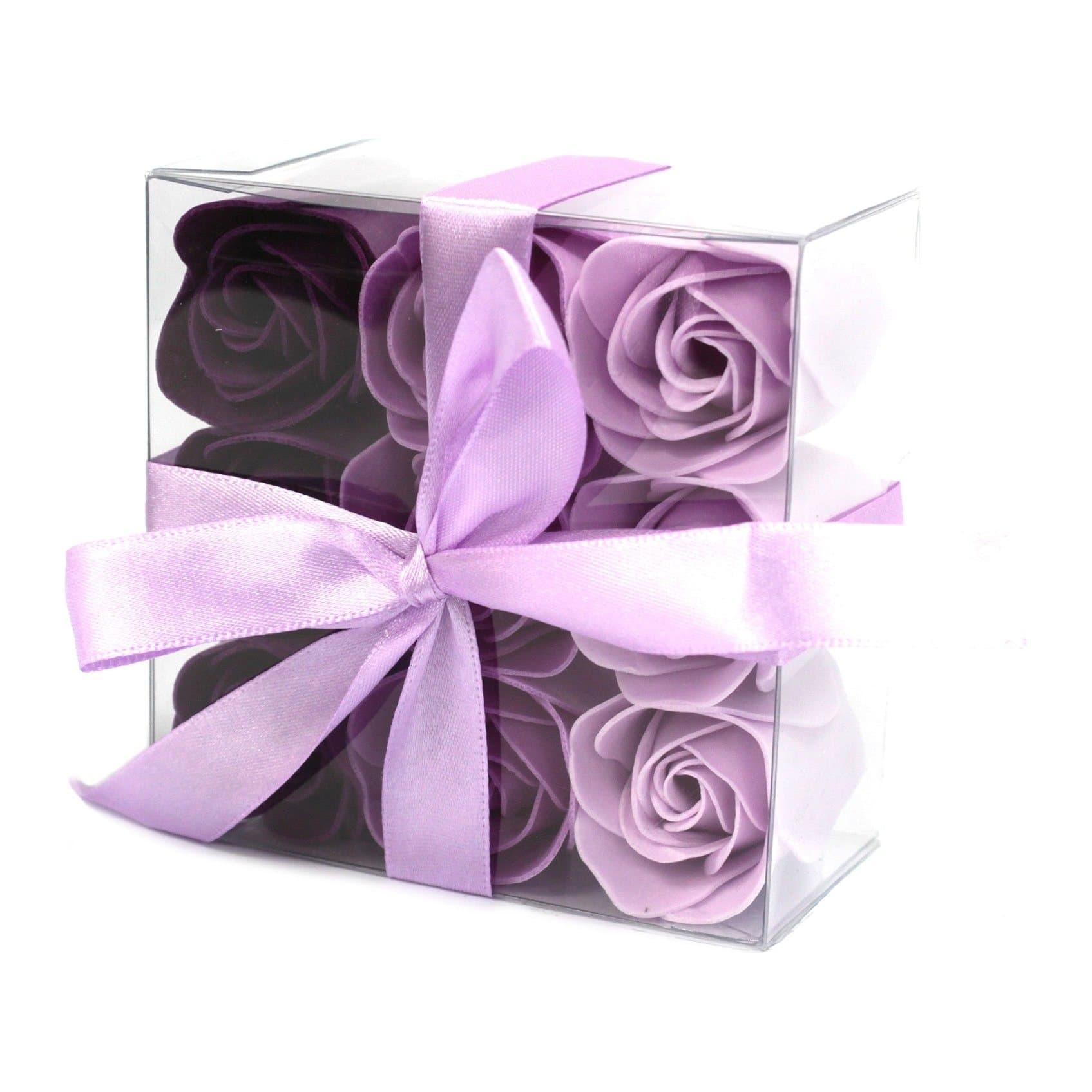 Lavender rose soap flowers, two sets of nine