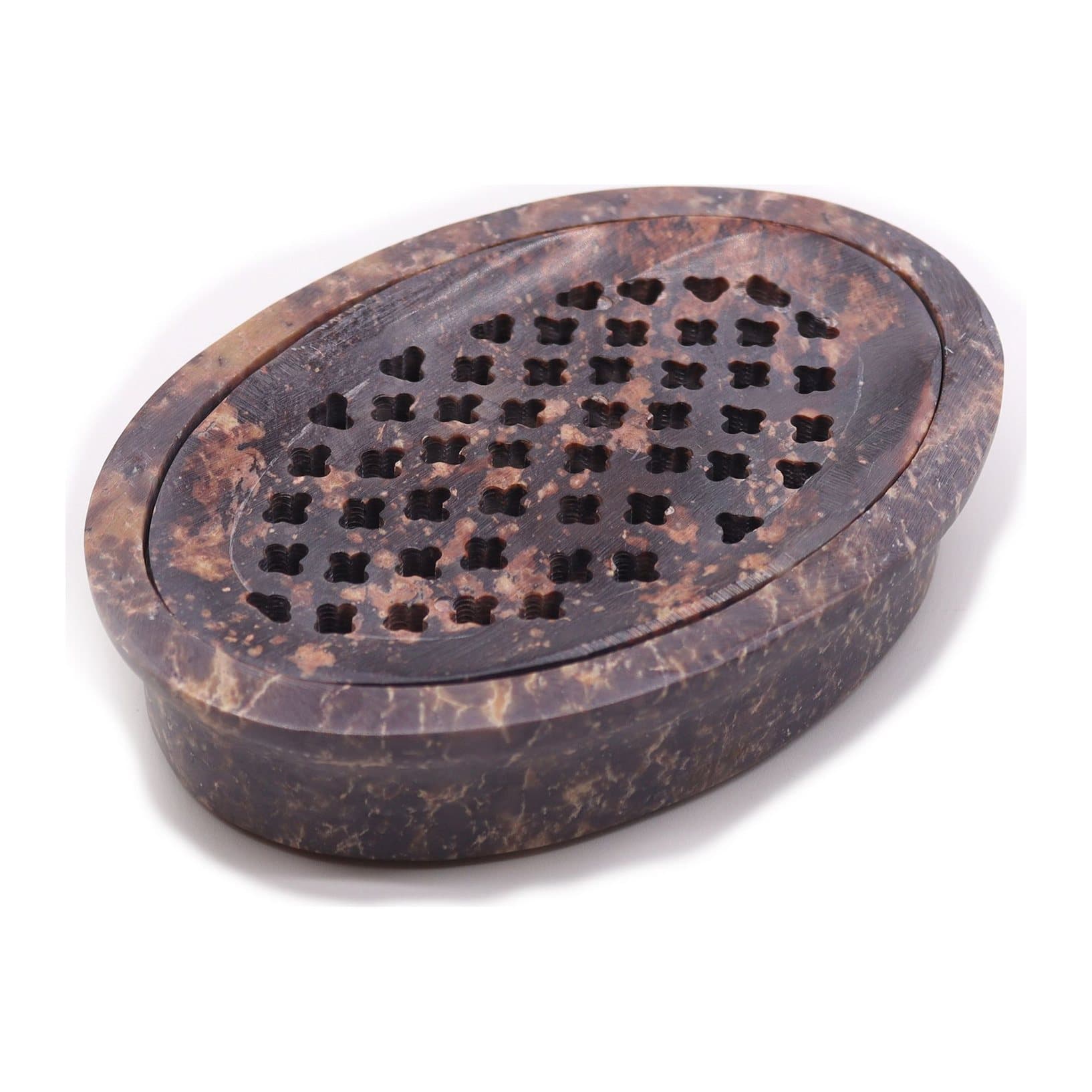 Classic oval soapstone soap dish with drainer