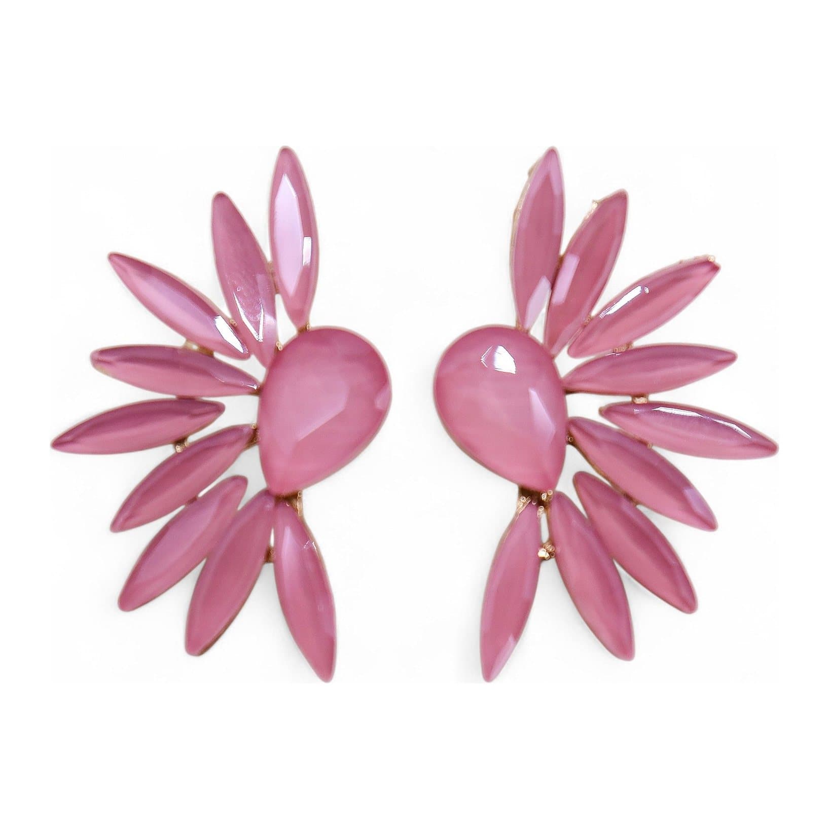 Soft pink vintage glass angel wings earrings