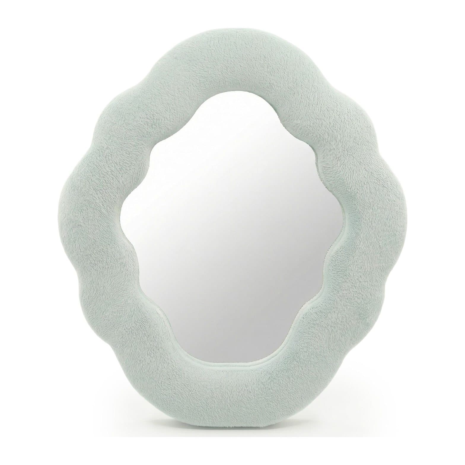 Blue cloud-shaped velvet mirror