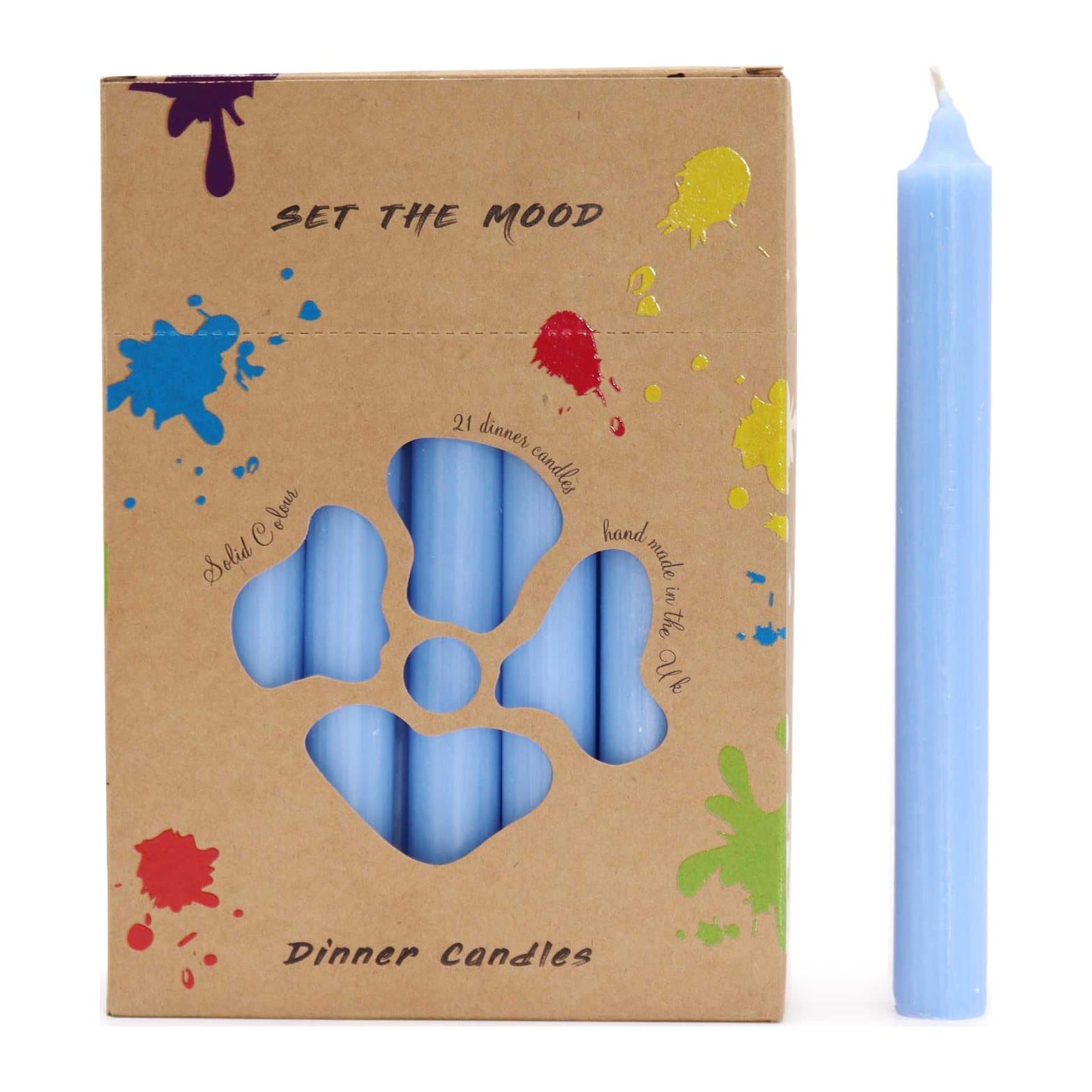 Pack of rustic sea blue dinner candles
