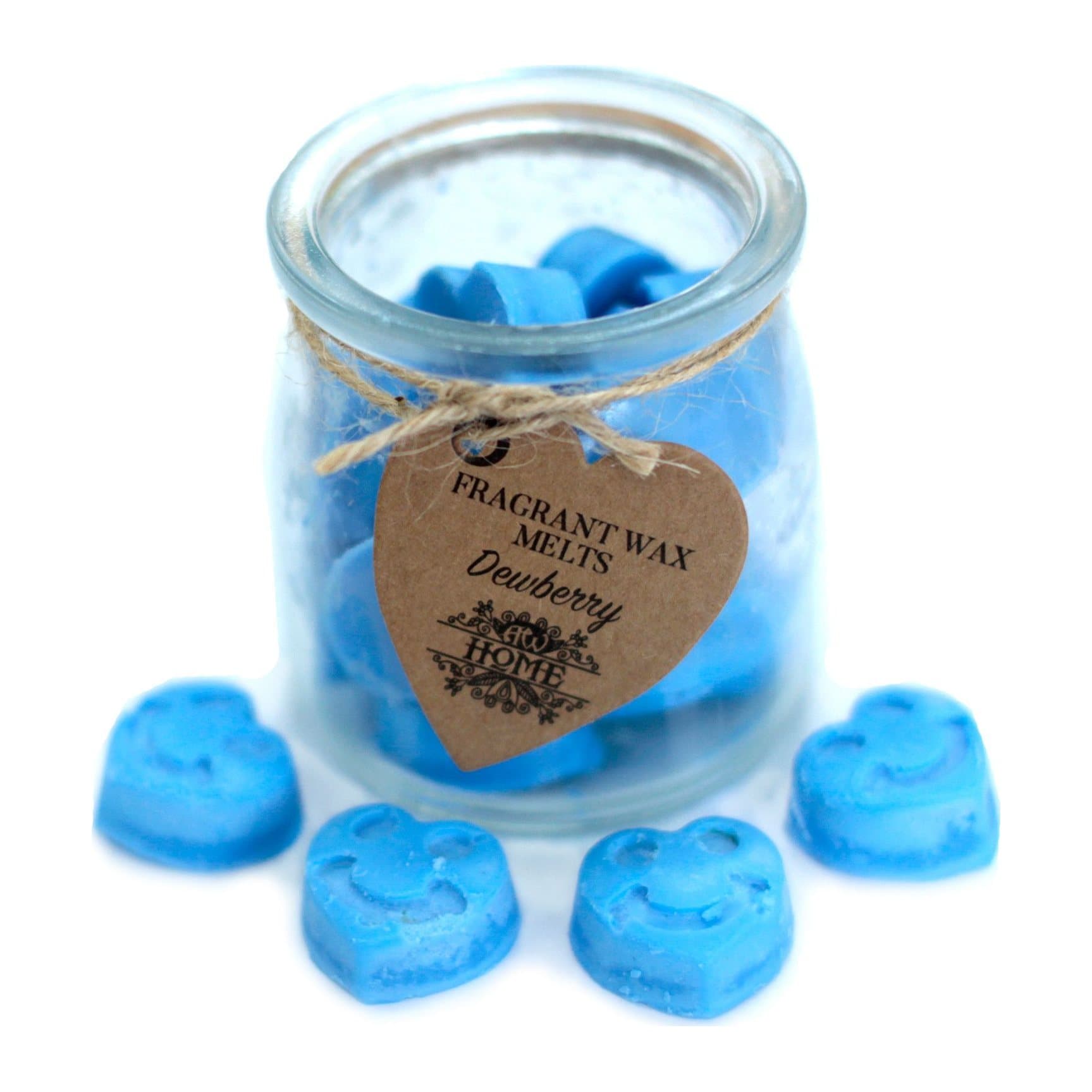 Glass jar of Dewberry soy wax heart melts