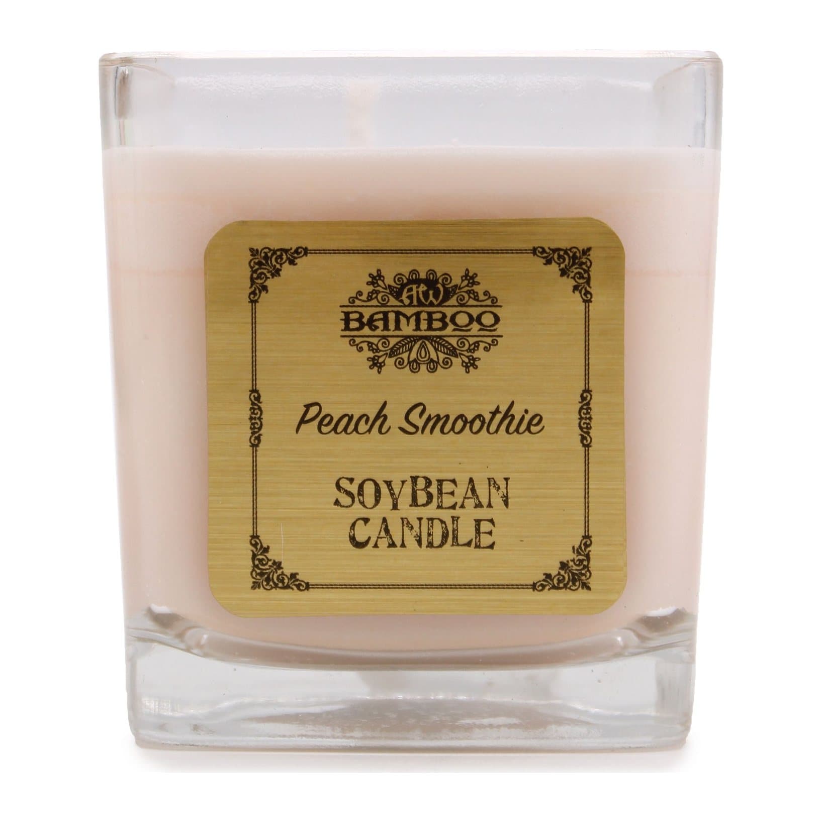 Peach smoothie soy wax candle in a recycled glass jar