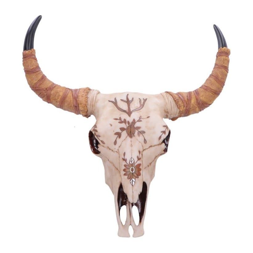 Spirit of the South bull skull ornament with a crown and hand-painted floral details