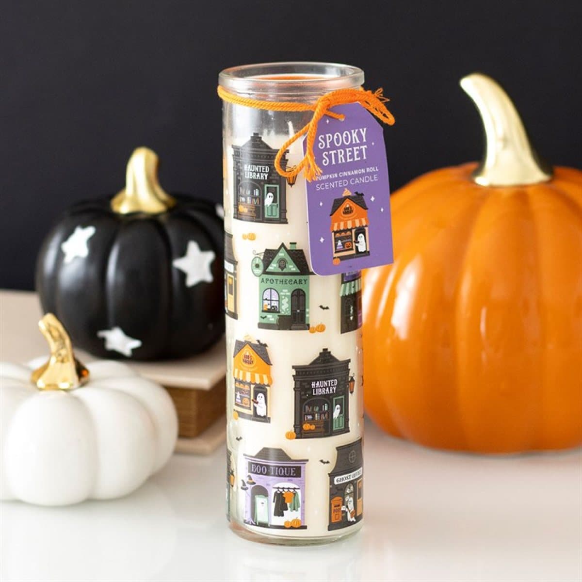 Spooky Street pumpkin cinnamon tube candle