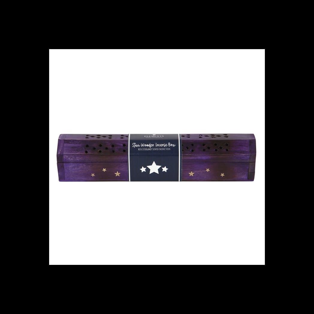 Mango wood incense box inlaid with golden stars