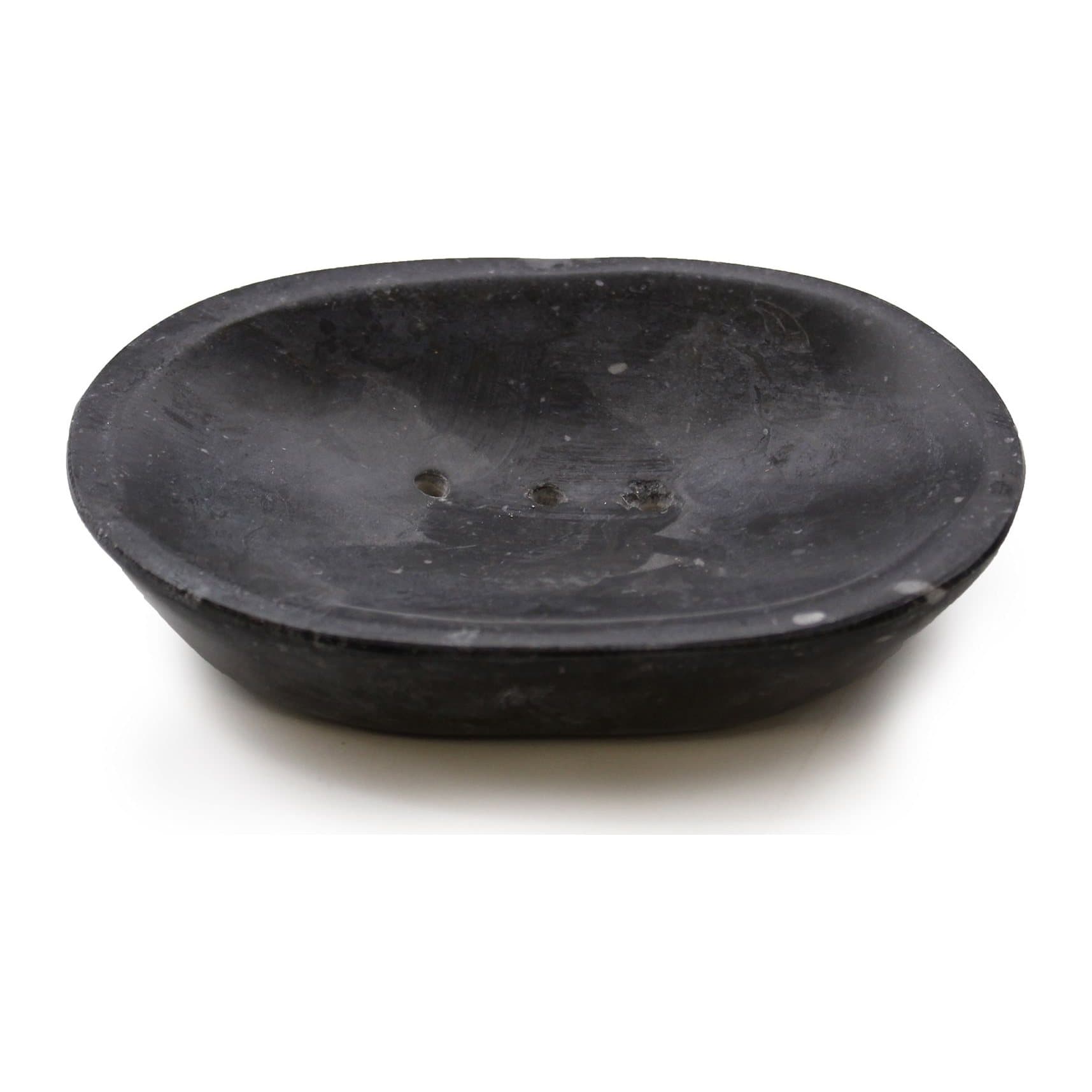 Black marble oval soap dish