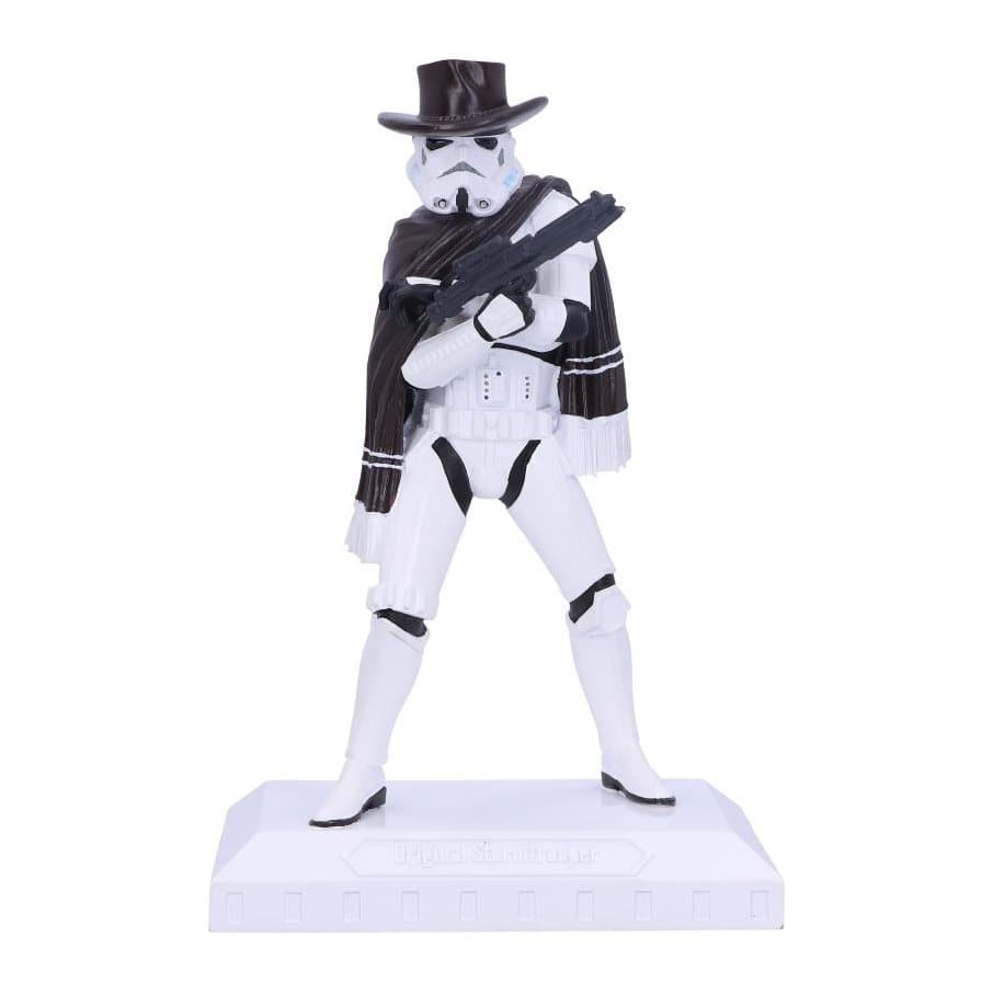 Stormtrooper figurine in a cowboy hat and poncho