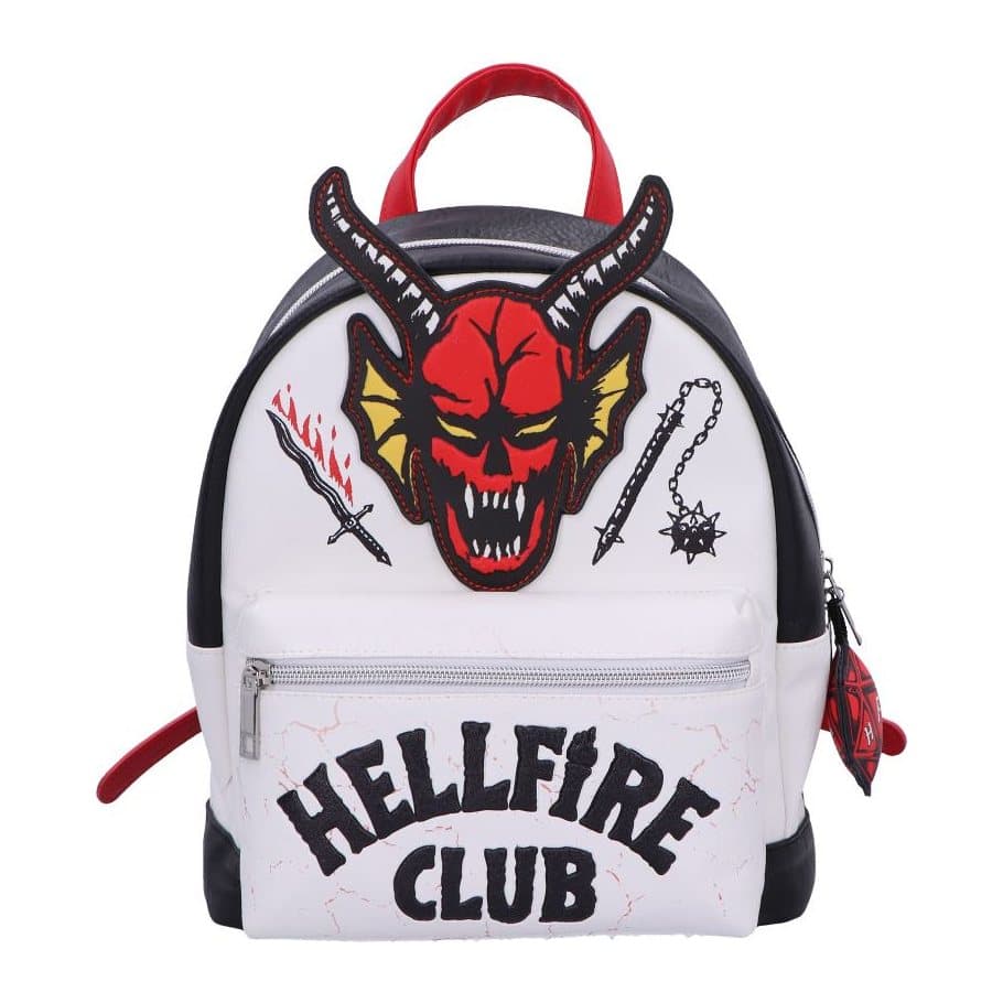 Stranger Things Hellfire Club backpack with a bold Hellfire Club logo