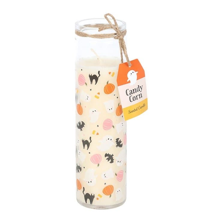 Sweet and Spooky candy corn tube candle