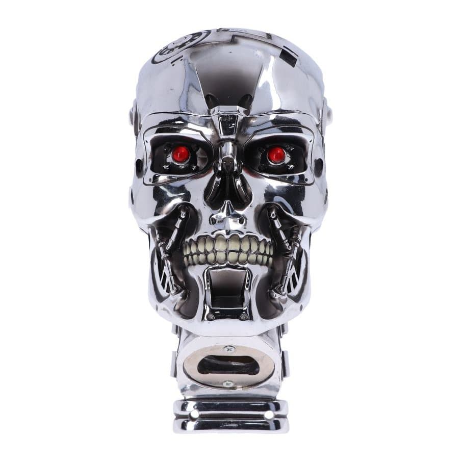 T-800 Terminator head wall mounted bottle opener with red eyes