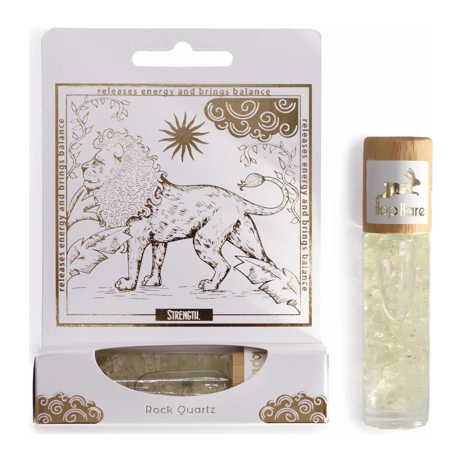The Lion essential oil gemstone roll-on with a Rock Quartz gemstone