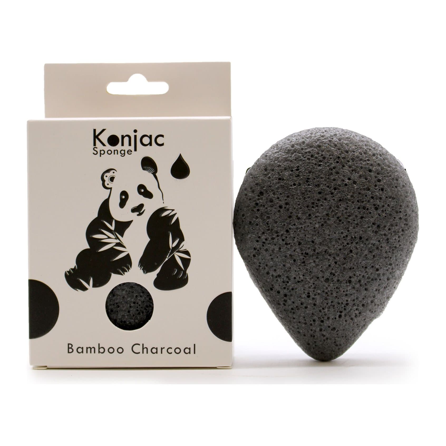 Pack of 2 teardrop konjac sponges with bamboo charcoal