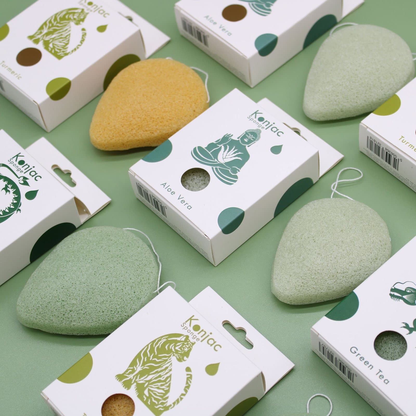 Green tea konjac sponges, pack of 2
