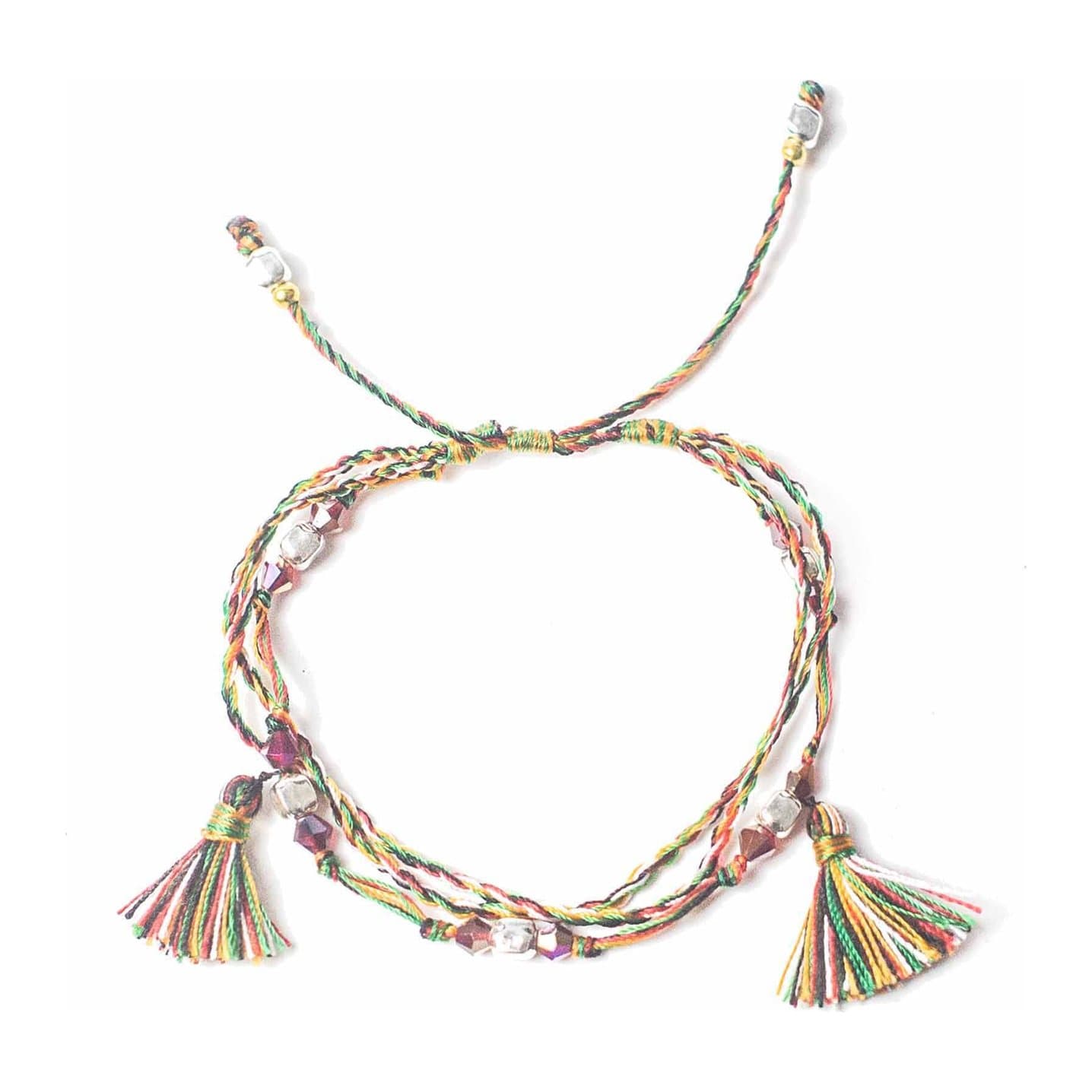 Temple String Bracelet with silver beads