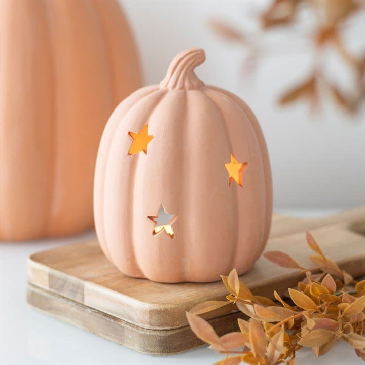 Terracotta pumpkin tealight holder