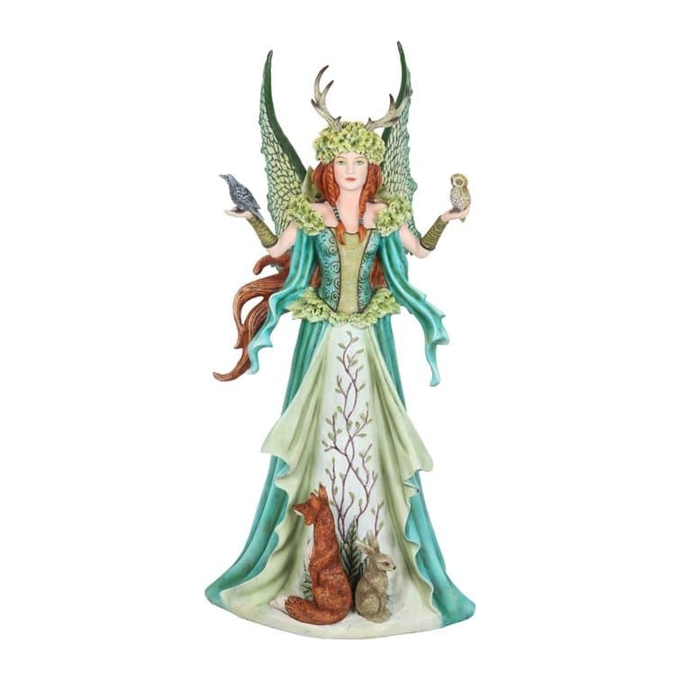 Green Caretaker fairy figurine in cold cast resin with painted accents