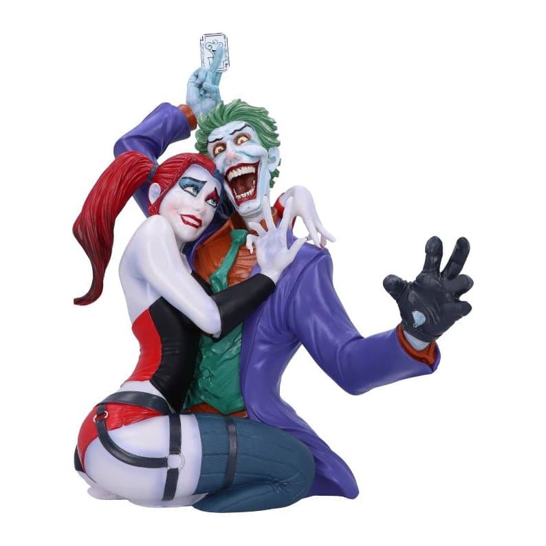 Joker and Harley Quinn resin bust, Harley wrapped around the Joker's torso