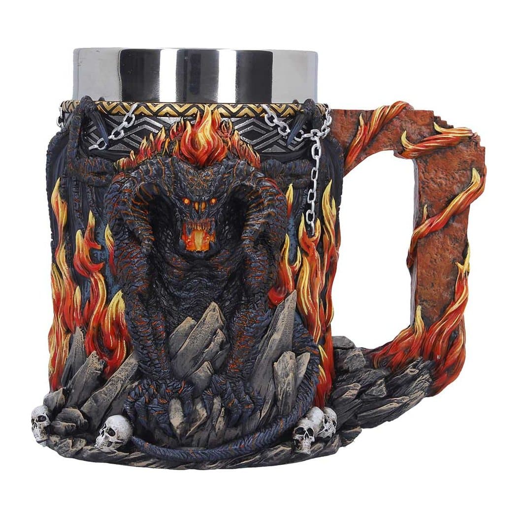 Lord of the Rings Balrog tankard with a 3D Balrog sculpt and flames on the front