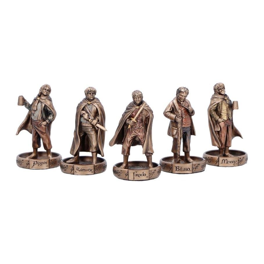 Bronze Lord of the Rings figurine set of Frodo, Sam, Bilbo, Merry and Pippin