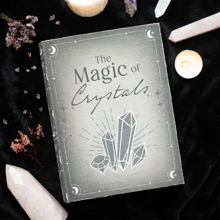 Magic of Crystals book storage box with crystal and witch hat designs