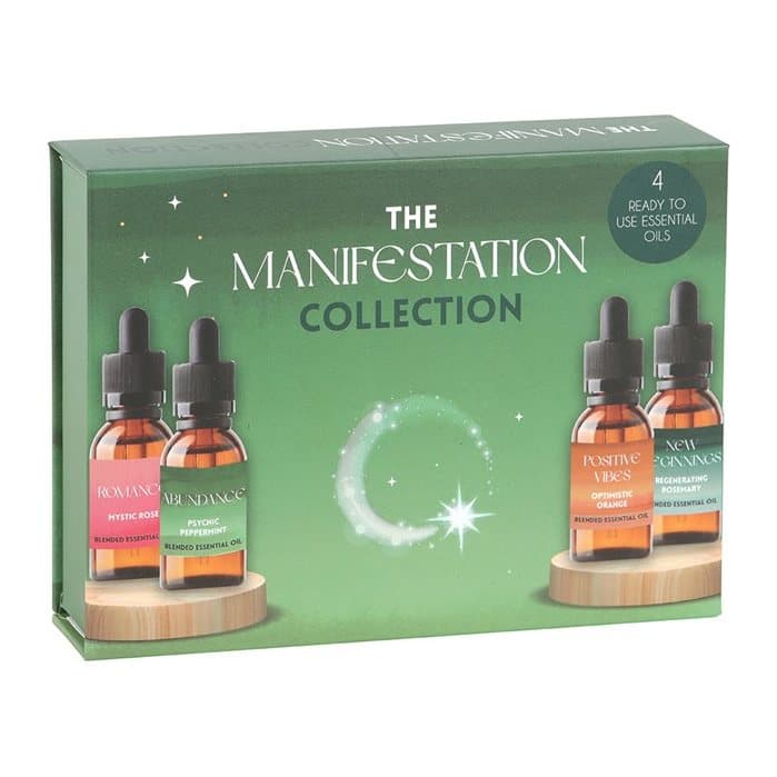 Manifestation Collection essential oil set in a cardboard display box