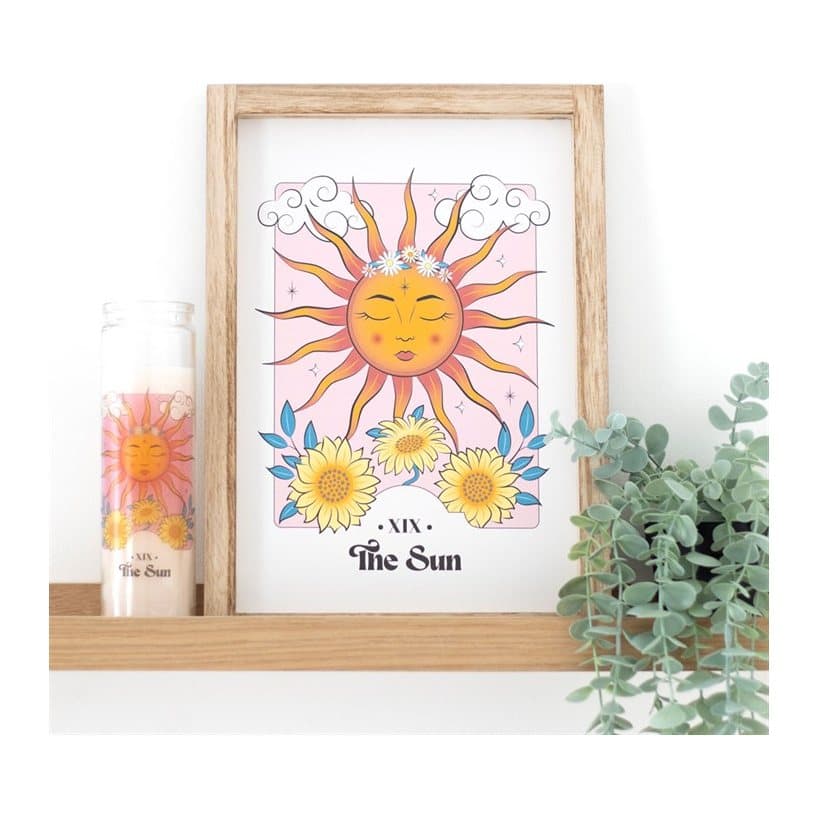 Framed The Sun celestial art print with a playful colourful illustration