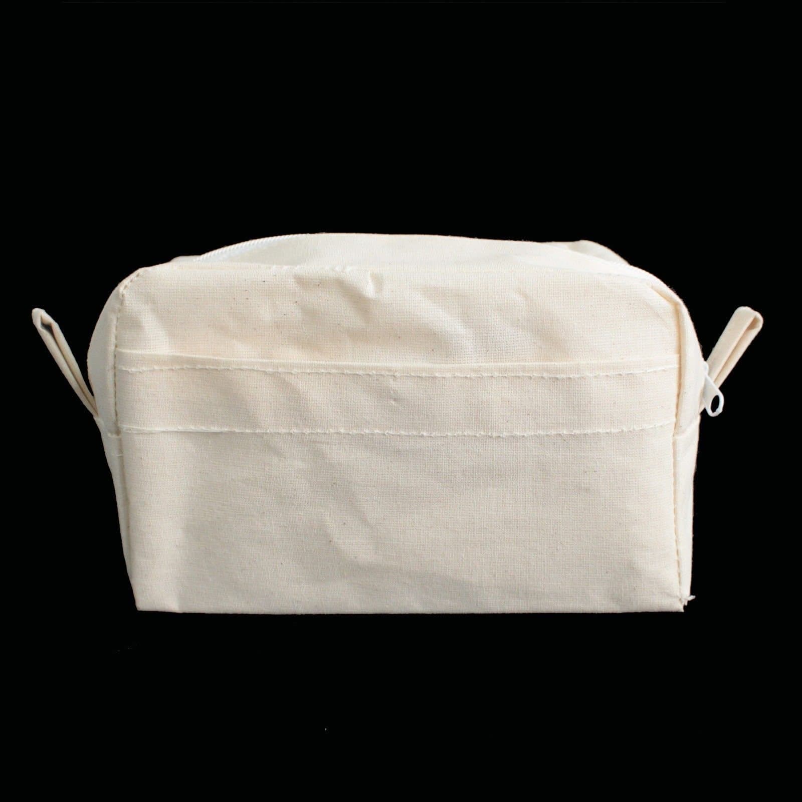 Natural organic cotton toiletry bag with a zip and external pocket