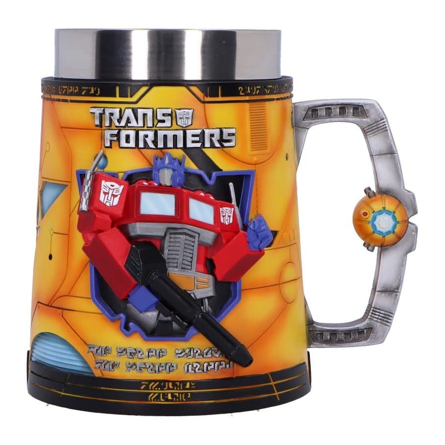 Transformers tankard with Optimus Prime and Rodimus Prime and Matrix of Leadership handle