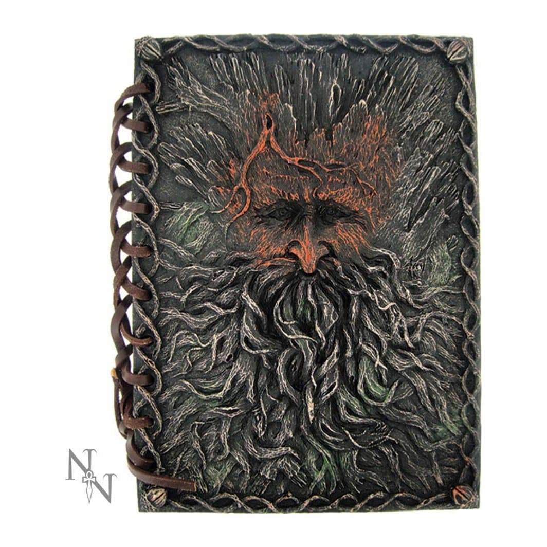 Green Man tree spirit notebook with a sculpted, hand-painted Tree Beard cover