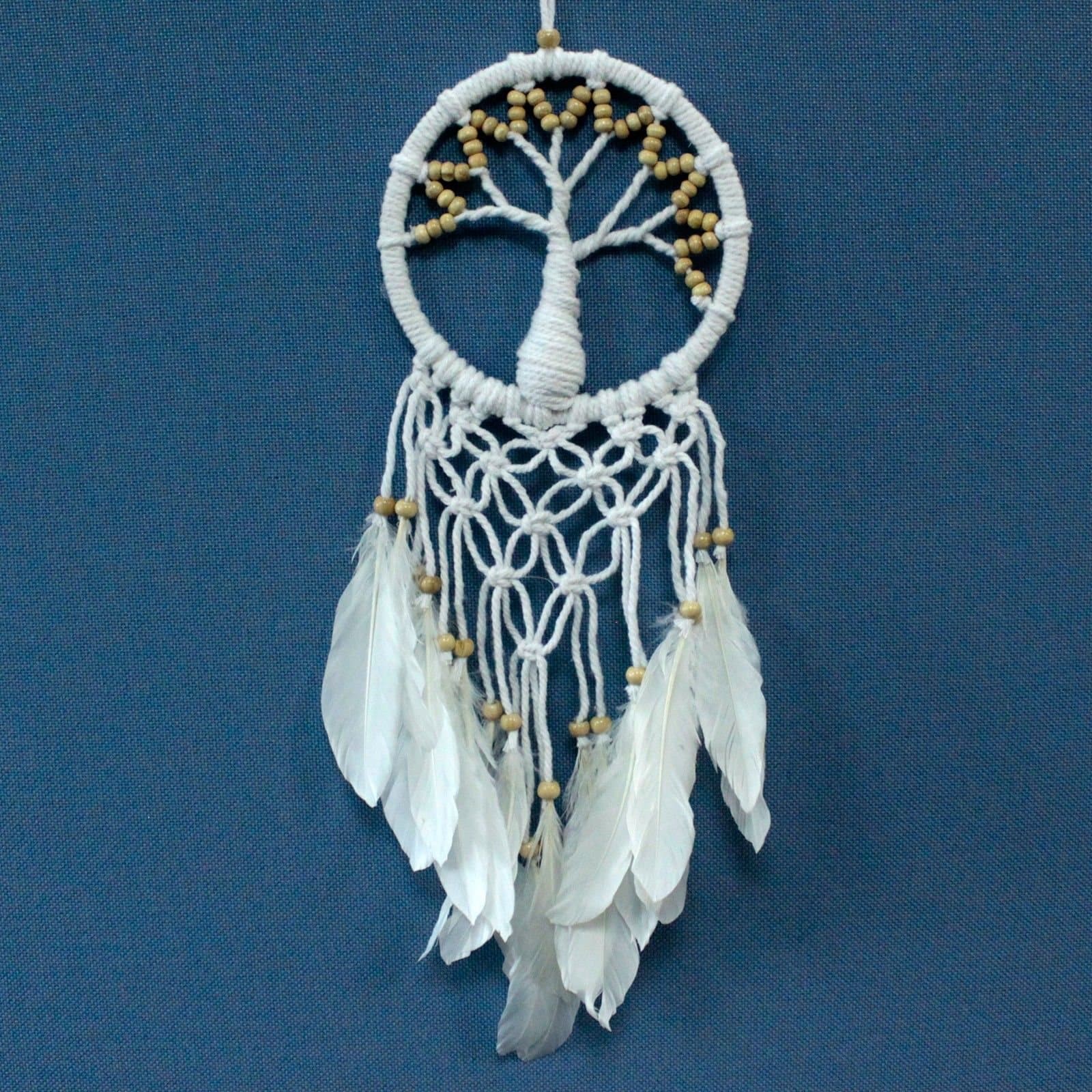 Handmade macrame tree of life dreamcatcher with long hanging strands
