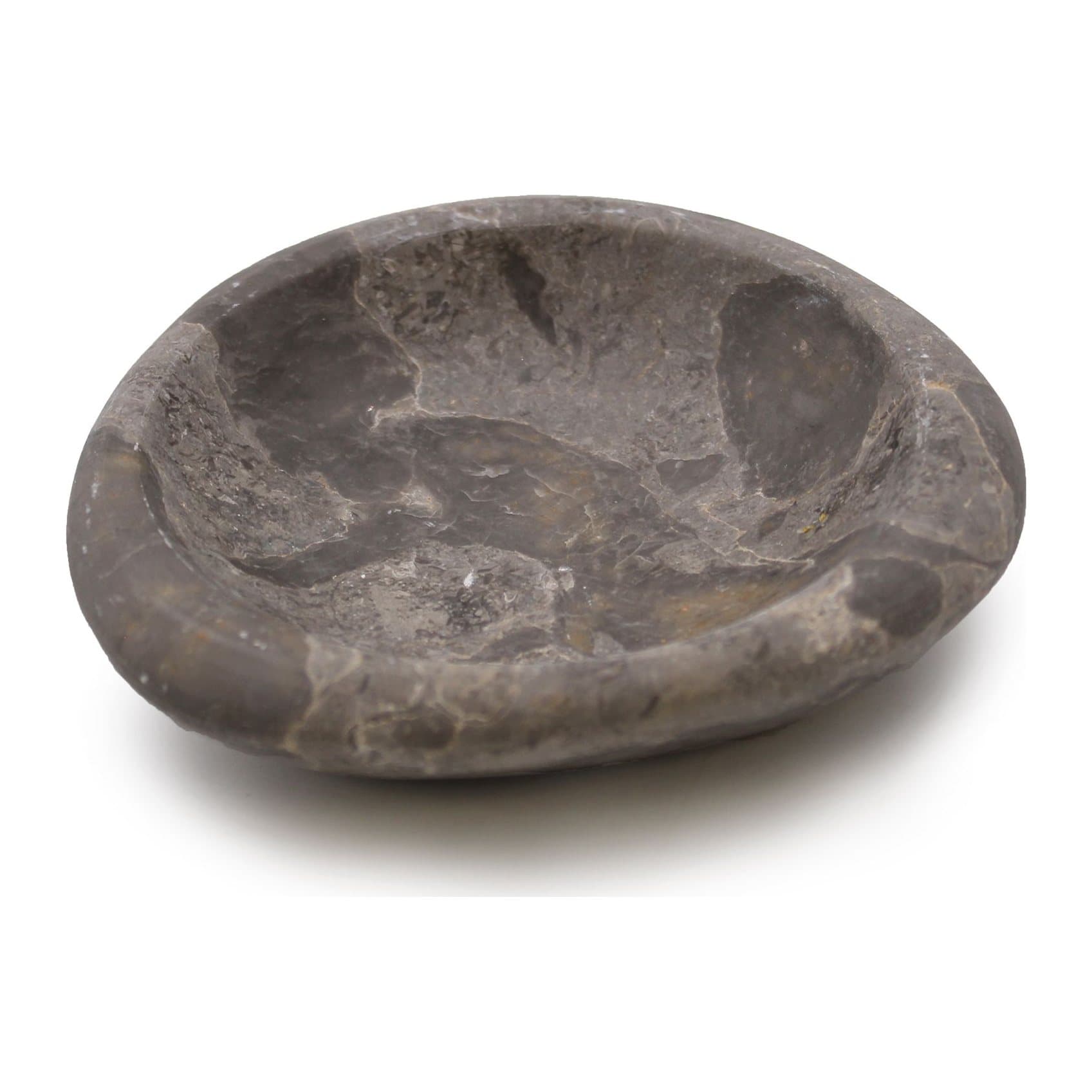 Tri-oval marble soap dish in shades of grey and black