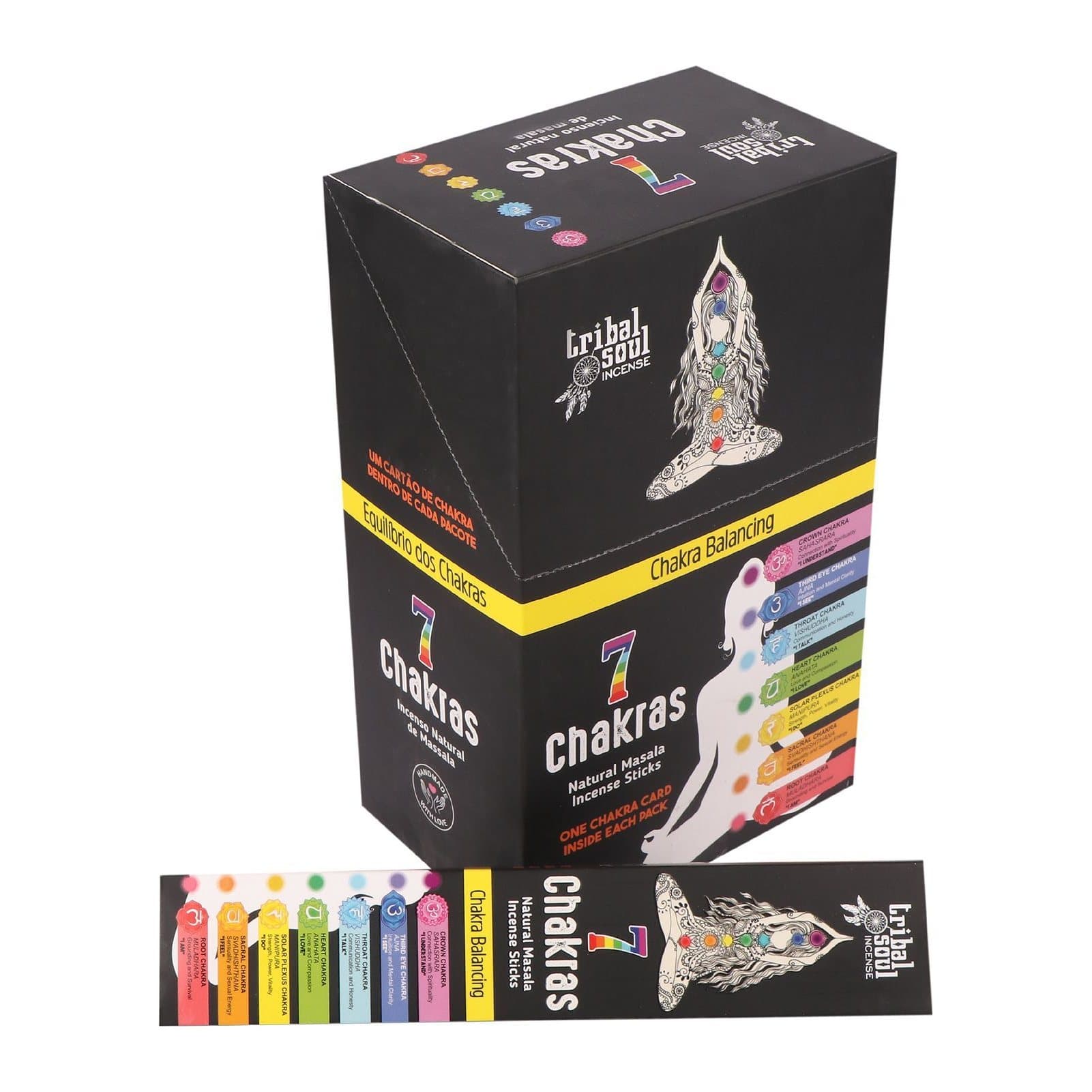 Seven chakras incense sticks, pack of 3, with message card
